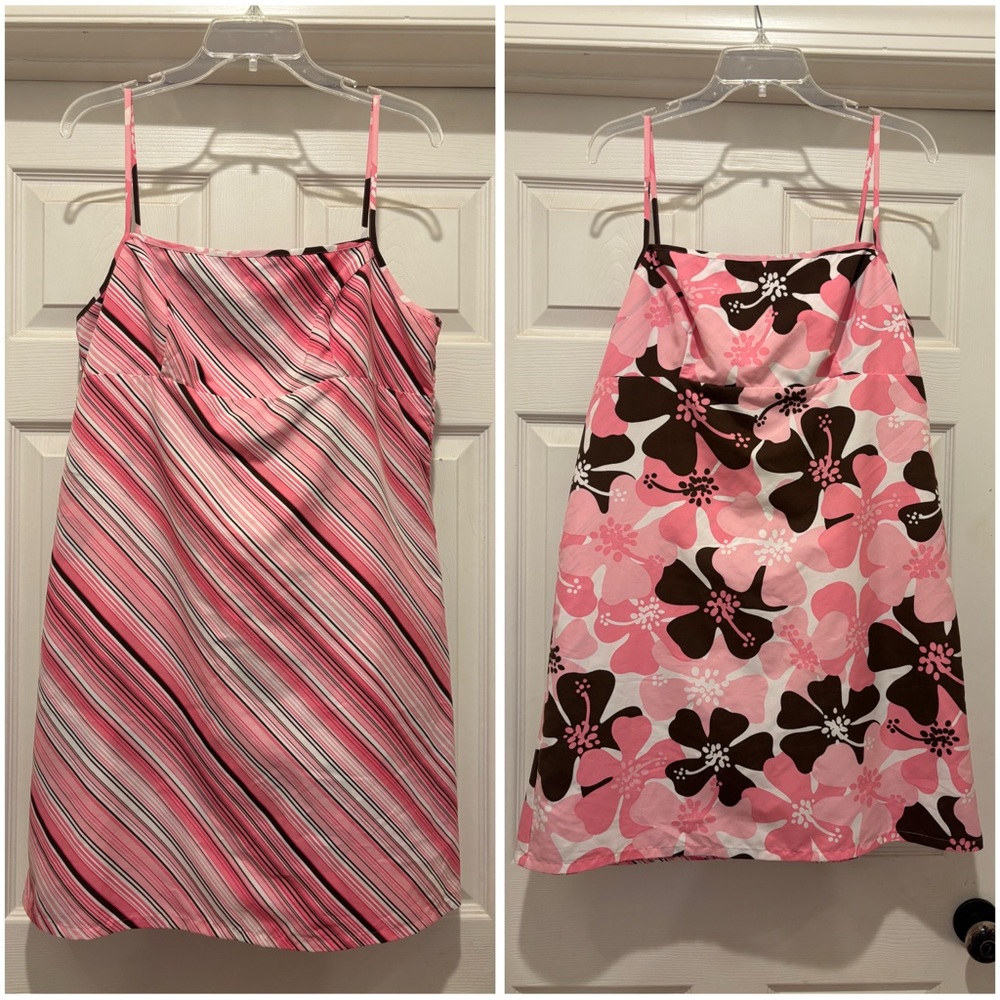 Reversible Women’s Floral and Striped Pink and Brown Dress size XL